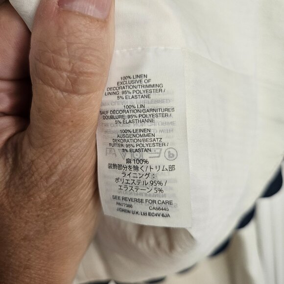 J. Crew Linen Lady Blazer Jacket White w Navy Rickrack Trim SZ 6 - Picture 10 of 13